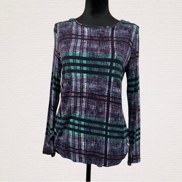 Women’s Small Petite Apt 9 Top Multicolor Tunic Long Sleeve - Picture 2 of 6